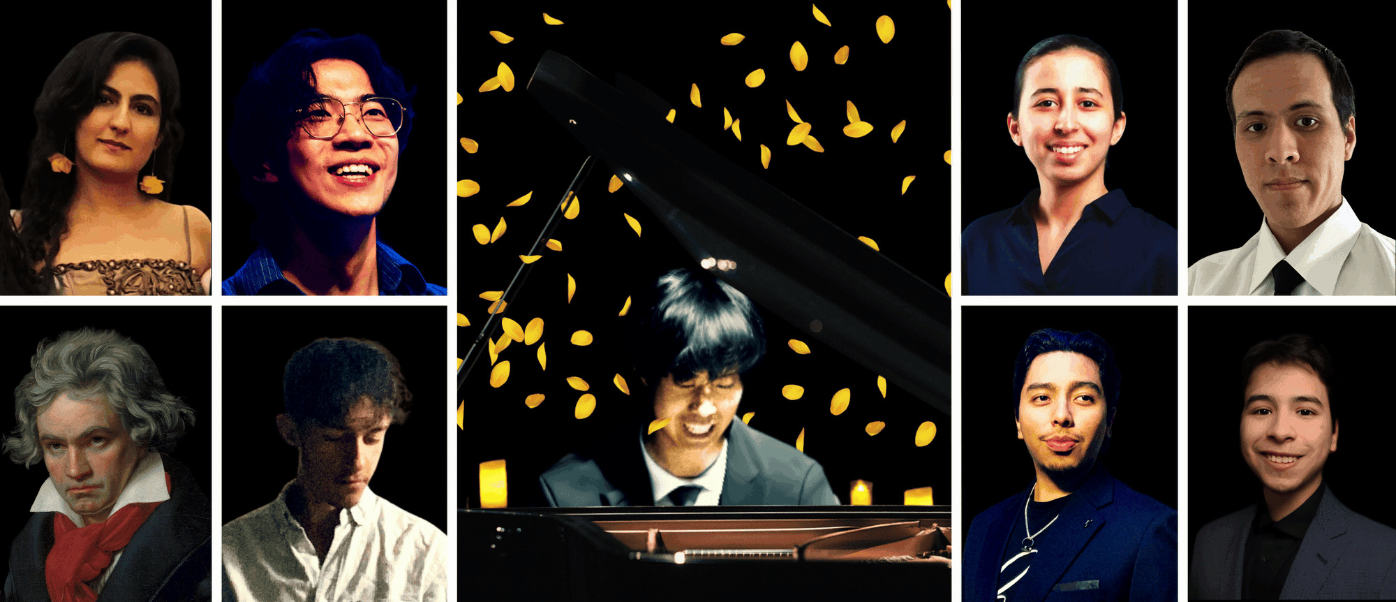 Golden Piano | Sous les pétales d'or et chandelles